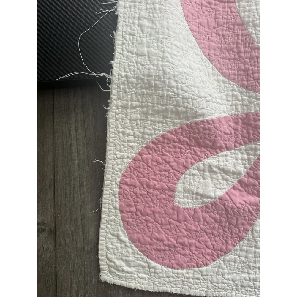 Vintage Wild Rose Quilt w/Hand-Stitched Floral Border, 1930s (78